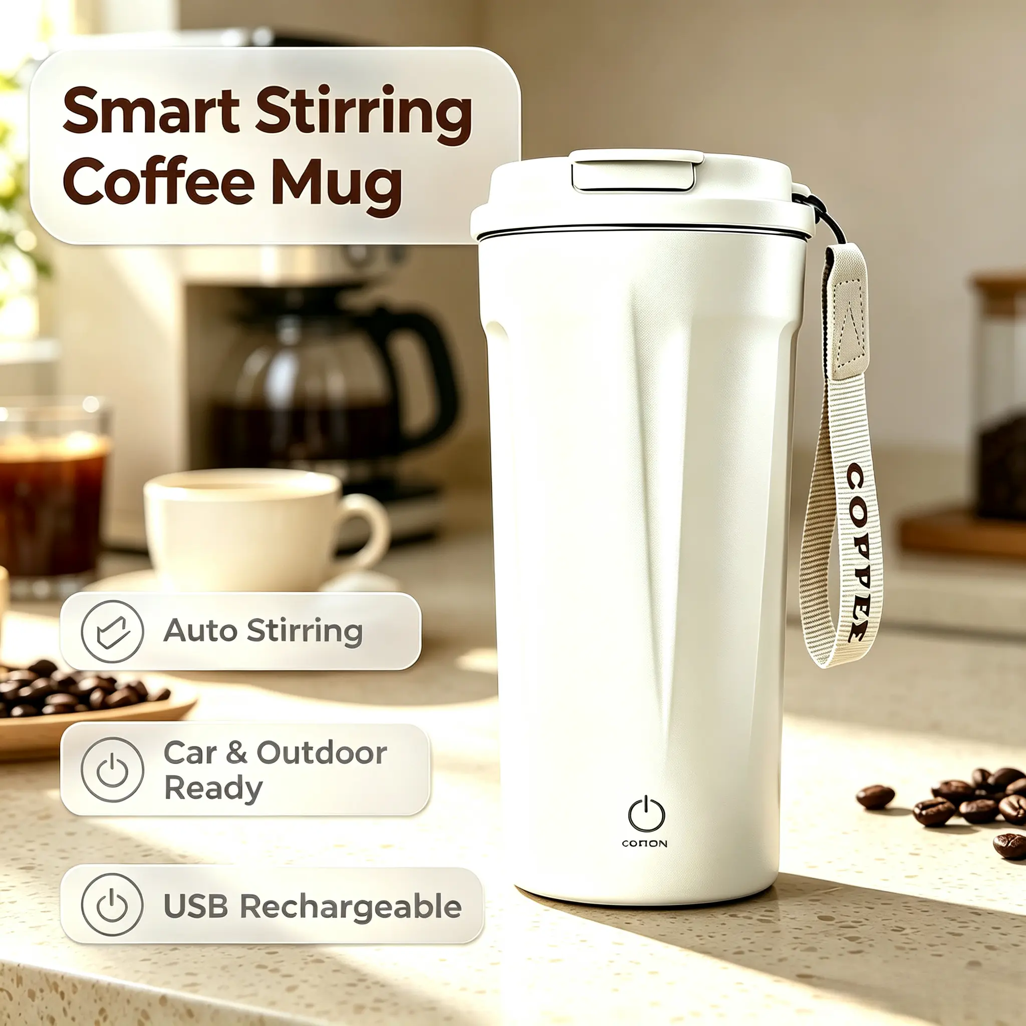 Classic Rechargeable USB-Powered Smart Blender Bottle - Automatic Mixing, LCD Display, Thermal Insulation, Leak-Proof, Cartoon-Printed Sports Water Bottle for Camping, Workout, Travel, Outdoor, Shaker Bottle