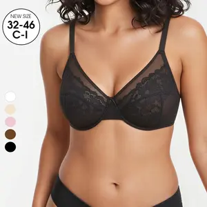 SkandyBras Minimizer Bras for Women Lifting Full Coverage Underwire Lace Bras Plus Size Unlined Breathable Bra for Heavy Breast