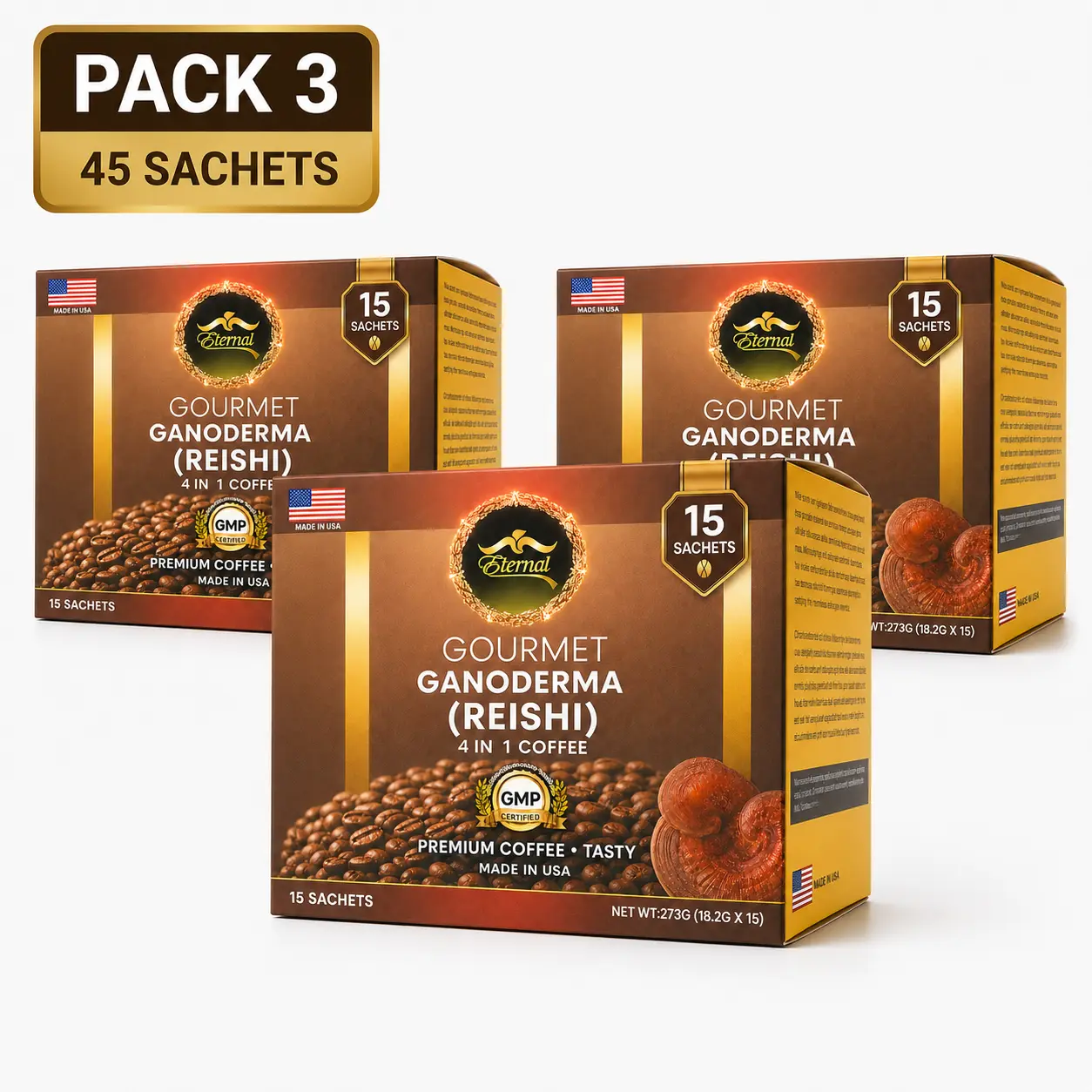 CAF GANODERMA (REISHI) 4 in 1 Coffee K Cups - 3 Pack