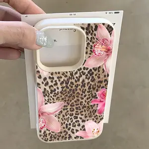 Minimalist Smartphone Cellphone Case - 1pc White Leather Texture, Leopard Print, Pink Orchid & Hibiscus Pattern, Phone Cover Protector Accessories, Compatible with iPhone 16 Pro Max, 17/16/15/14 Plus, 13/12/11, Air Series, Casing summerwins