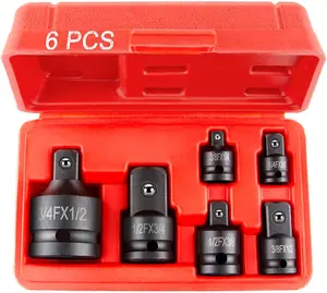 6 Piece Cr-V Steel Impact Socket Adapter Set, 1/4" 3/8" 1/2" 3/4" Drive Socket Adapter Set with Durable Case for Impact Driver Conversions (Upgraded)