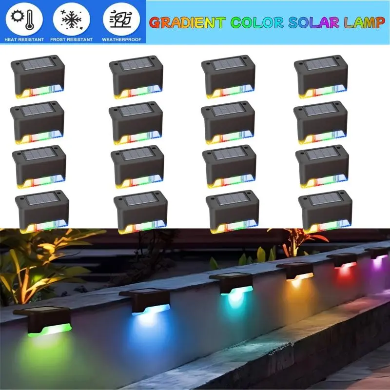 4 Pack Plastic Solar Outdoor Lights - Sensor-Operated LED Bulbs, Water Resistant, Ambient Glow Accents for Stairs, Camping Hiking, 4 Led Lights, Neon, Outdoors Safe, Solar Lamp, Outdoor Step Light