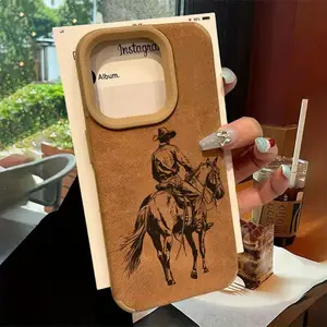 Classic Cowboy Rider Pattern Phone Case, TPU Material + Leather, Anti-Slip, Anti-Drop, Anti-Dirt, Compatible with iPhone 17 AIR 17/16/15/14/13/12/11 PRO PRO Max X XS Plus, JTQBTP11