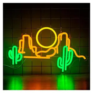 Sign Illuminated Cactus Mountain Neon Light Dimmable For Bedroom Bar Club Hotel Birthday Party Decor USB Powered Night Lamp 42cmx25.2cm