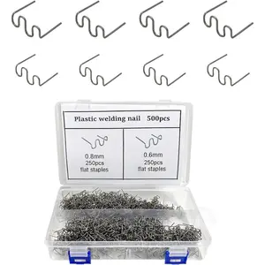 500 count Hot Staples Welding Rods, 0.6mm 0.8mm Wave Bumper Repair Welding Staples with Storage Box, Hot Plastic Welder Staple for Repair  Bumper Dashboard Plastic Supplies