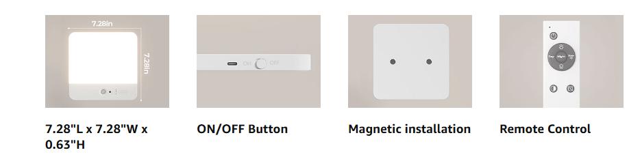 Motion Sensor Ceiling Light Fixture Cordless Closet Battery Operated Rechargeable Magnetic Mount LED Shower Light for Bathroom Stairs Garage Hallway 3 Color Temperatures Remote Control