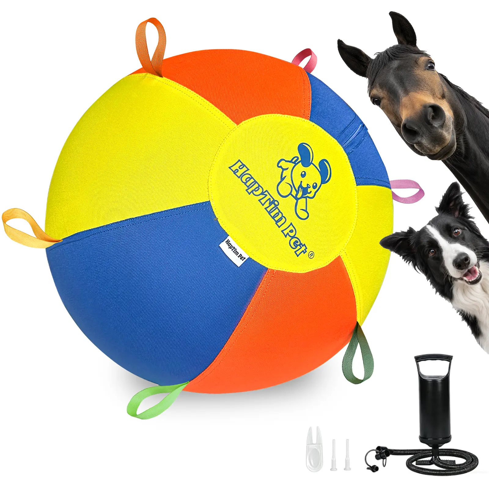 Hap Tim Upgraded 22" Heavy-Duty Herding Ball for Large Dogs with Nylon Tabs | HEAVY-DUTY: Thickened bladder, tear-resistant cover, nylon stitching & 6 grab tabs. Built for herding, NOT chewing!