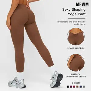 MFVIM Women’s High-Waist Sports Leggings, Solid Color Slim Fit Pants, High Elasticity Yoga Leggings, Ladies Activewear for Indoor & Outdoor Use, Women’s Yoga Pants