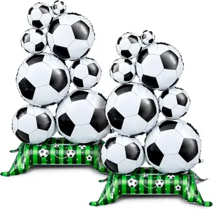 Soulchen 2 Pcs 3.5 ft Large Self Standing Soccer Shape Foil Balloons – Perfect for Birthday, Sports Themed Party, Game Day & Kids’ Celebration Decor