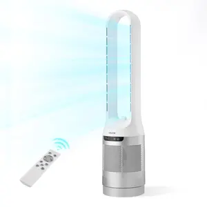 【Father's Day Gift】VEVOR Bladeless Floor-Mounted Tower Fan - 65° Oscillating, 12 Speeds, 4 Modes, 8H Timer, 14.76 ft/s High Velocity Air Circulator, Speed Adjustable Quiet Silent Cooling for Bedroom, Home Office, Speed Adjustable Fan, Quiet Tower Fan