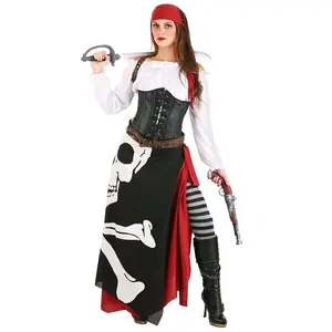 Womens Skeleton Flag Rogue Pirate Costume
