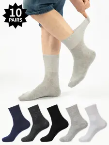 10 pairs of diabetic socks for men and women, comfortable high-stretch knit socks, breathable polyester spandex blend, ideal gift for seniors, loose fit with high elasticity, suitable for all seasons, Breathable Comfy Socks
