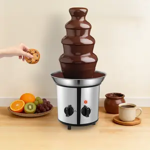 4-Tier 60.86oz Chocolate Fountain Machine, 170W Stainless Steel Melting Pot with Independent Motor & Heat Controls, Spiral Cascade Design for Weddings Birthday Parties Family Gatherings