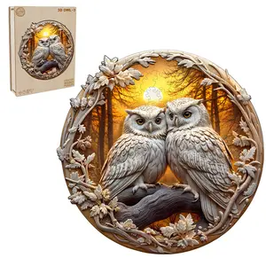 3D Owl-3 Wooden Jigsaw Puzzle for Adults and Kids Unique Shape Animal Wood Puzzles Challenging Puzzle, Family Game Creative Gifts，Laser-Cut Durable HDF Wood Puzzle Complex Beautiful