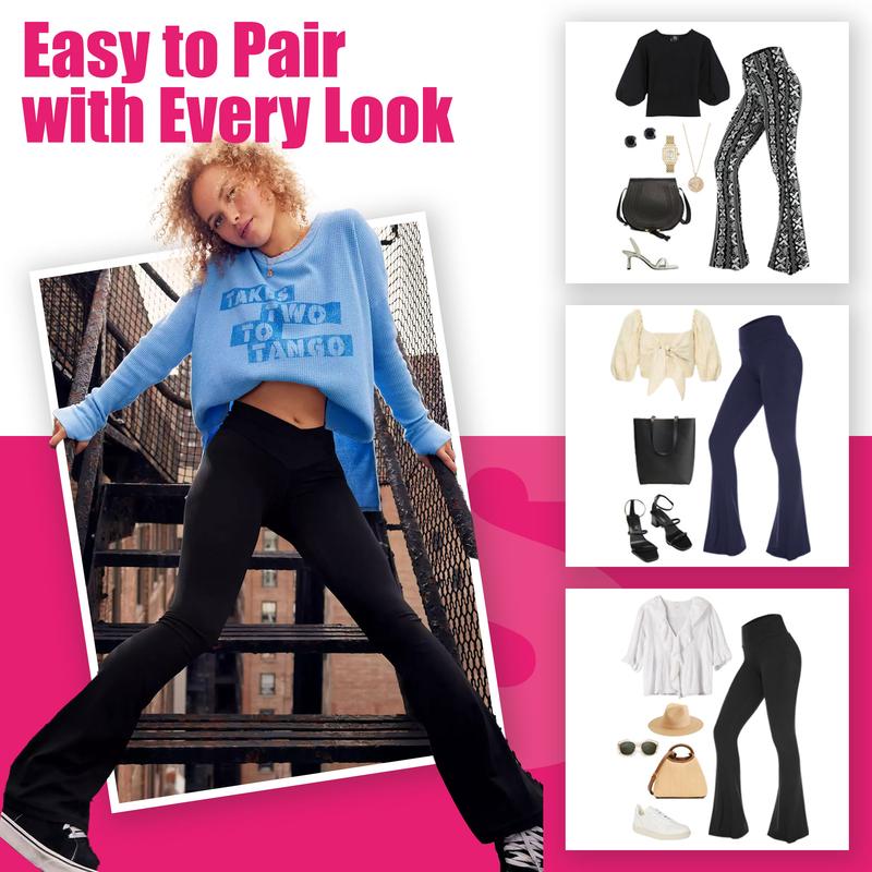 SHOWITTY Women's High Waisted 1/2 Pack Flare Leggings – Crossover Yoga Pants with Pockets Bootcut Workout & Lounge Wear #TikTokShopHolidayHaul