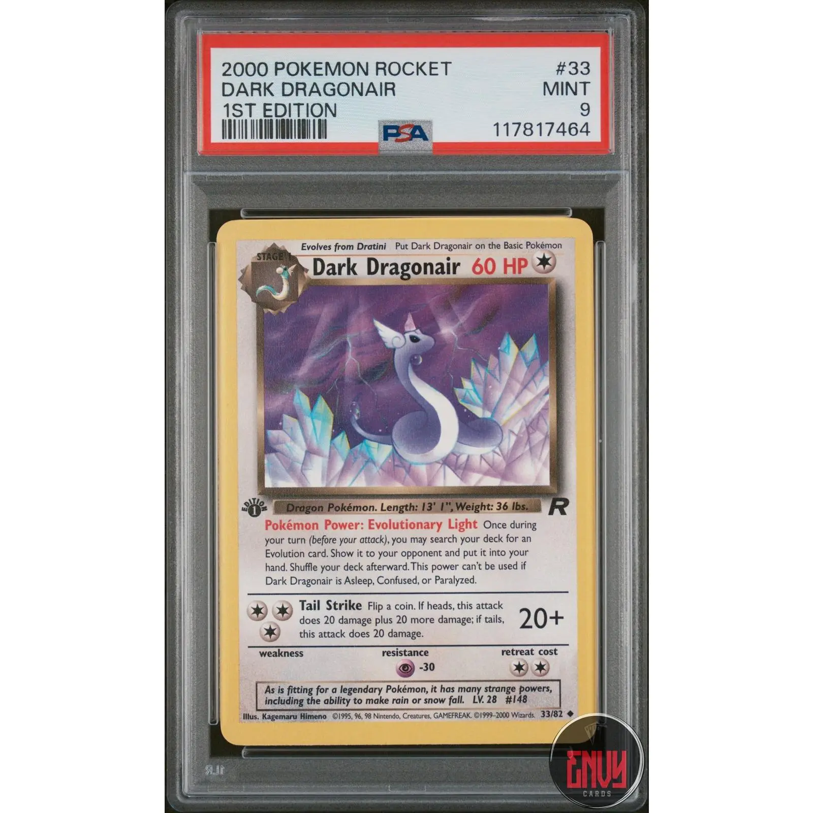 Dark Dragonair 33 1st Edition Rocket Pokemon PSA 9