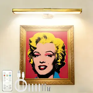 Remote-Controlled,  Recgargeable Battery Painting Light Display Lamp for Artwork, Featuring Three-Color Dimming Options. This Portable, Cordless Light Is USB Rechargeable And Ideal for Reading, Making It Perfect for Illuminating Bedroom Pictures, Target C