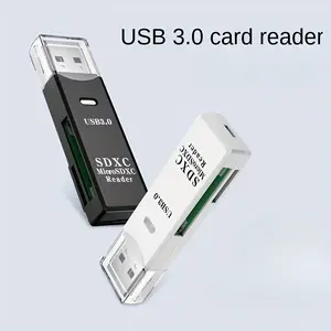 2-in-1 Mini USB 3.0 Card Reader - Adapter for SD/Micro SD/TF memory cards for PCs and laptops, compatible with flash drives