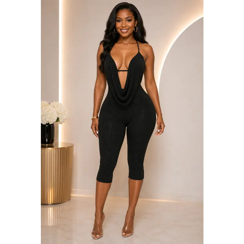 Double Layer Lace Capri Jumpsuit