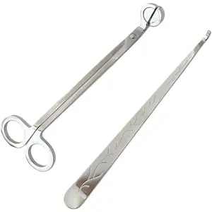 Candle Extinguishing Set Nickel-Plated Copper Modern Simplicity Style Wick Cutter and Snuffer Hook 7.09 and 7.87 Inch