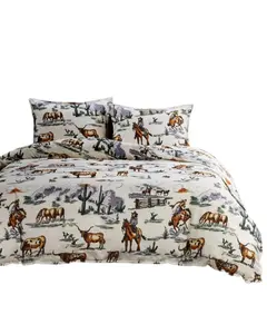 Hiend Accents Unisex Ranch Life Reversible King Size Bedding Set 3 Piece - Ws2138-Sk-Df