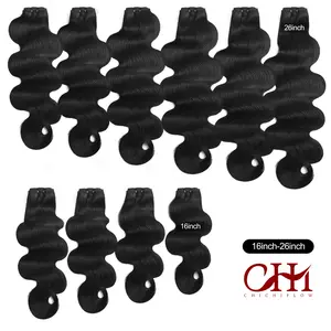 ChiChiFlow 12A Human Hair Bundles 16-26 Inch 3 Body Wave 100% Unprocessed Brazilian Remy Virgin Hair Extensions Raw Quick Weave for Natural Look