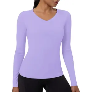 Neck Compression Shirt Women Long Sleeve Cool Dry Workout Gym Athletic Yoga Running Tops