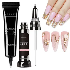 Makartt Nail Rhinestone Glue Set, Gel Nail Glue for Rhinestones for 3D Design Super Strong Adhesive Nail Gem Glue for Valentine's Day Nail Art Jewel Crystal Beads Diamonds 15ml&8ml Cured Need Nail Care Nail Polish