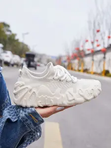 Women's Volcano Sole Flyknit Sports Shoes, Spring Breathable Ugly Cute Casual Shoes, Vintage Style, Comfortable and Stylish