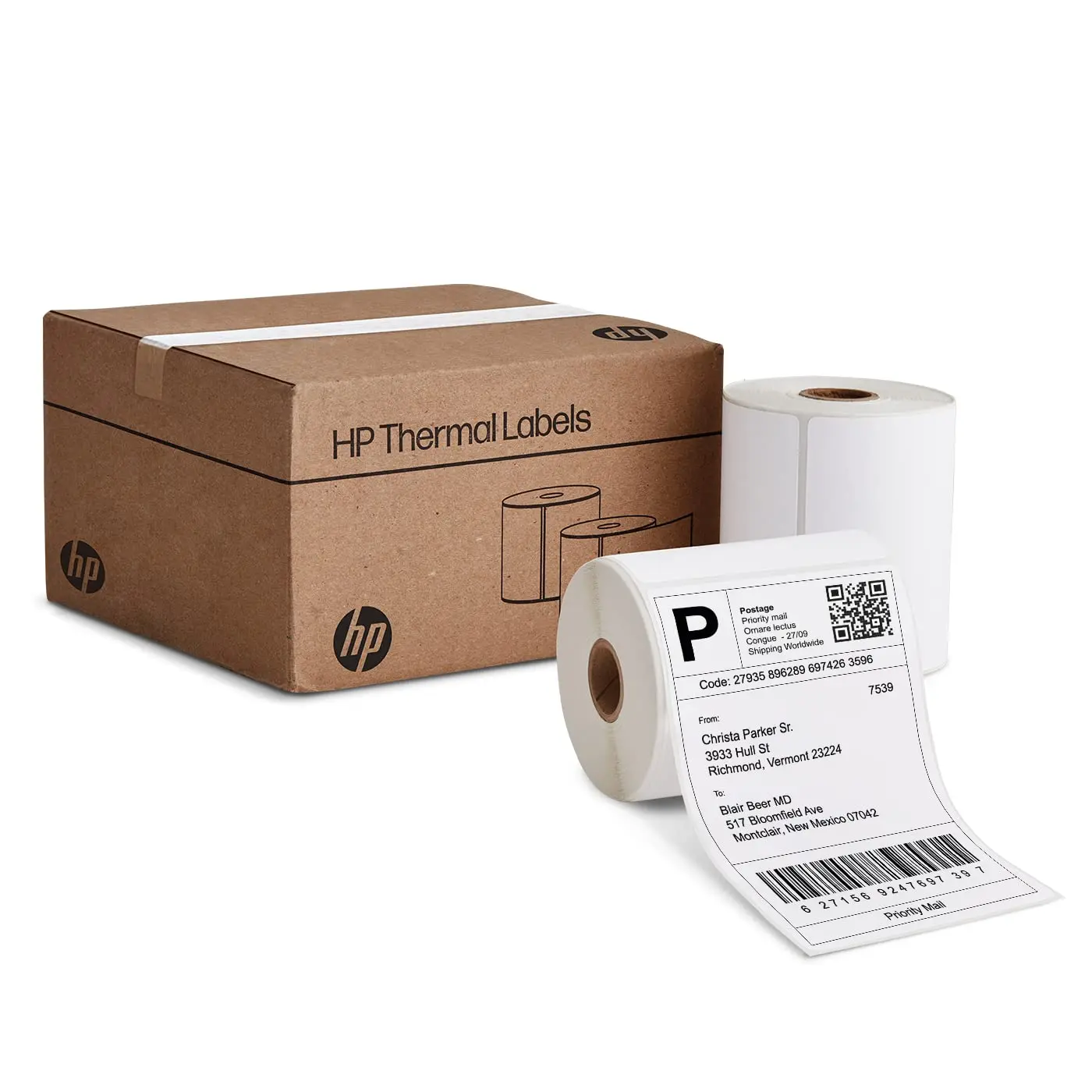 Direct Thermal Shipping Labels 4"x6" Thermal Printer Paper for HP Printers, 20 Rolls (500 Sheets/Roll), Durable, Fade Resistant, Dark Lines, Cost-Effective for Label Printing & Business Users