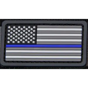 US FLAG MINI THIN BLUE LINE PVC MORALE PATCH