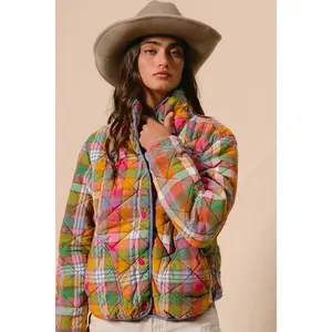 Bleached Vintage Plaid Quilted Jacket