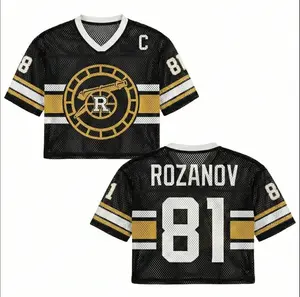 Mesh Rozanov Crop Mesh Jersey for Women, Heated Rivalry Print Crop Jersey for Hockey Fans, Hollander and Rozanov Comfortable & Trendy Sportswear Perfect Gift for Women