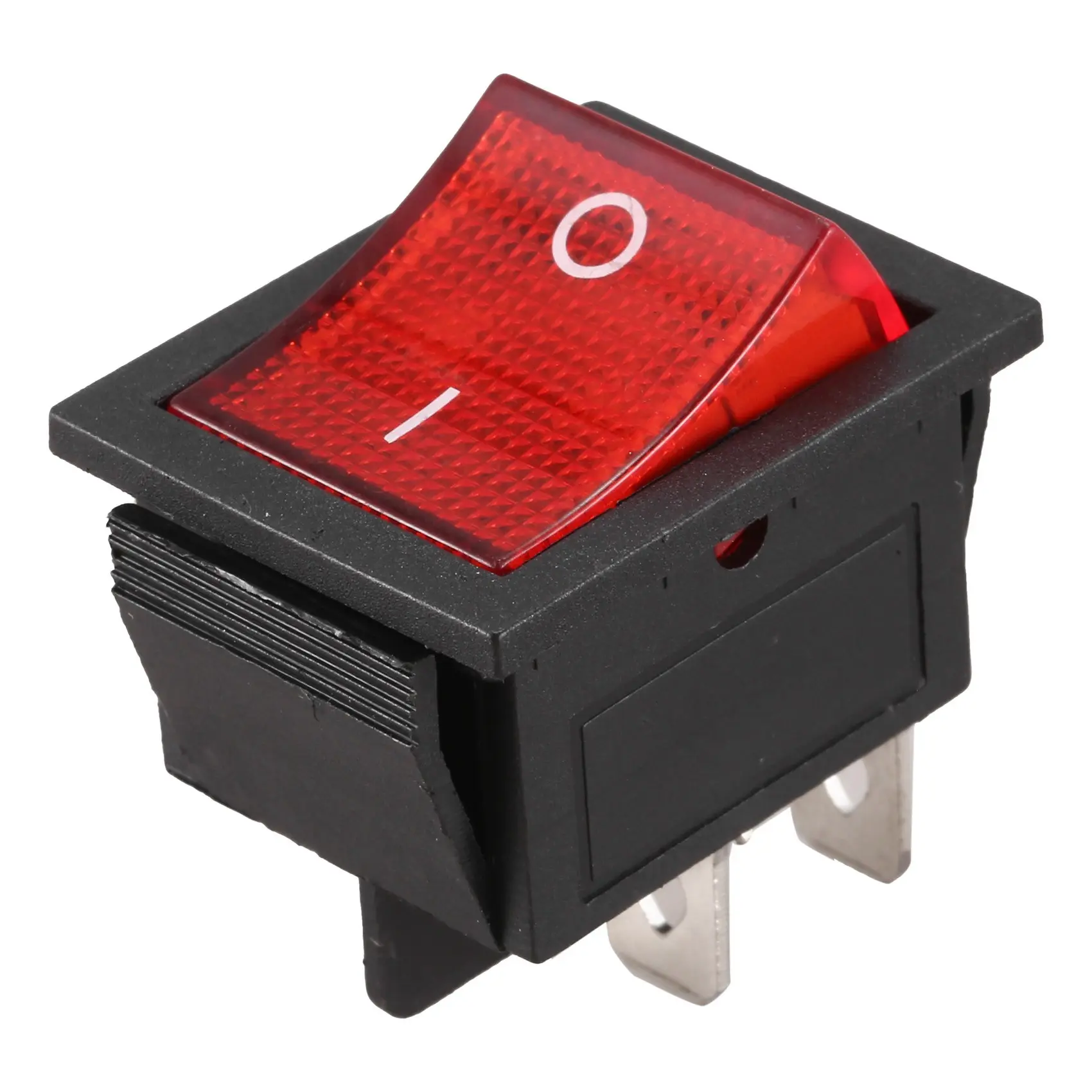 Red Light Illuminated 4 Pin DPST ON/OFF Snap in Rocker Switch 16A 20A 250V AC Red Light Illuminated 4 Pin DPST ON/OFF Snap in Rocker Switch 16A 20A 250V AC