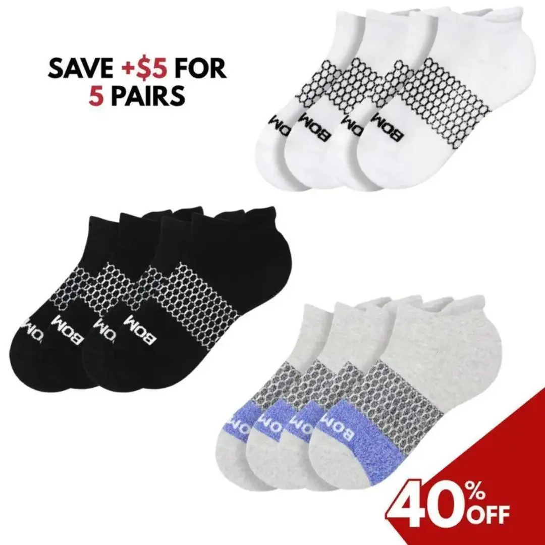 Women's & Men's 5-Pack BB Tri-Block Honeycomb Ankle Support Solid Socks, Seamless Toe Compression Running Stylish Multi-Color Socks