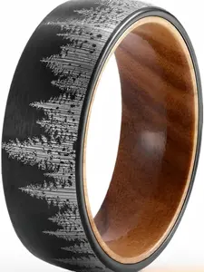 Tungsten Wood Black Forest Tree Setting with Olive Wood Daily Ring