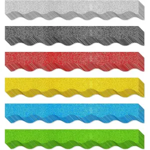 60 Feet Bulletin Board Borders 45 Sheets Glitter Scalloped Border Trim Holiday Decoration for School Classroom Office Party Wall Decor 6 Colors Golden Silvery Red Blue Black Green