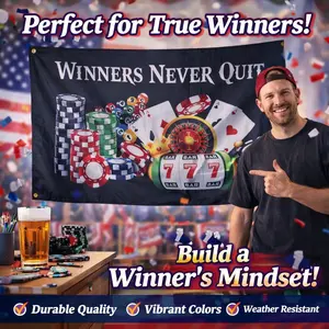Winners Never Quit Casino Vibe 3x5FT Wall Flag