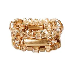 Gold and Crystal Bracelet Stack