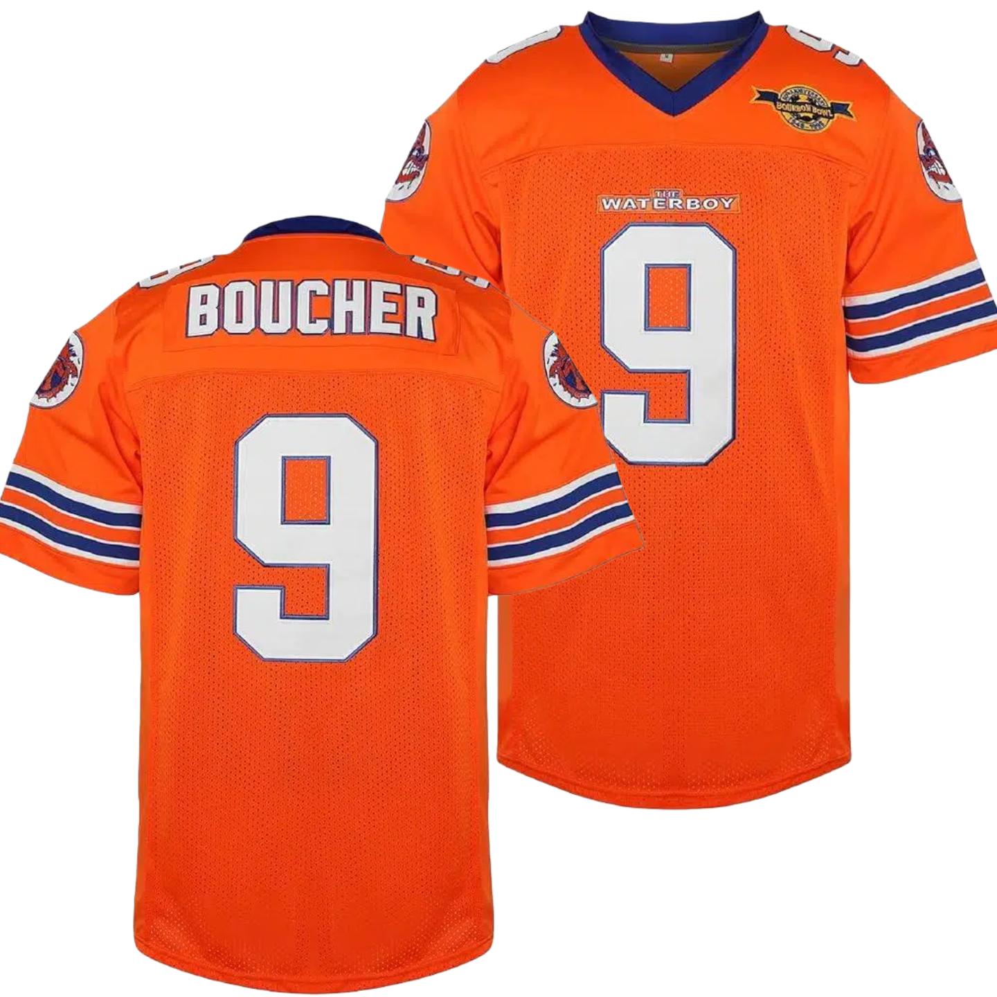 Bobby Boucher #9 The Waterboy Adam Sandler Movie Mud Dogs Bourbon Bowl 50th Anniversary Football Jersey 100% Polyester B