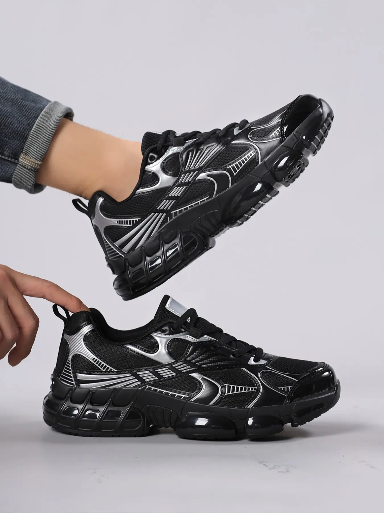 Men's Fashionable Patchwork Low Top Sneakers, Casual Comfortable Breathable Sports Running Shoes, Male All-match Round Toe Shoes for Daily Wear, Athletic Running Shoes, Runner Athletic Shoe, Trendy Running Shoes, Sporty Running Shoes