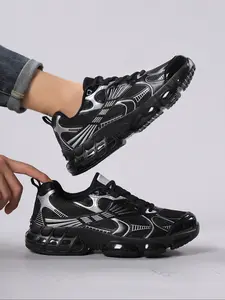 Men's Fashionable Patchwork Low Top Sneakers, Casual Comfortable Breathable Sports Running Shoes, Male All-match Round Toe Shoes for Daily Wear, Athletic Running Shoes