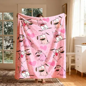 Puppy Hero Heart Print Flannel Blanket, Large Size, Soft Lightweight Warm, Perfect for Bed Sofa Office Camping Travel Gift