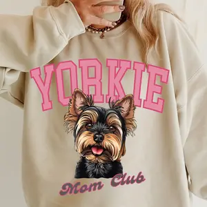 Yorkie Mom Club Sweatshirt ~ Sweatshirt Unisex Apparel Relaxed Fit Printed in the USA Clothing Womenswear Casual and Comfortable