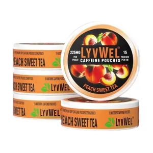 5 pack 225mg Peach Sweet Tea Caffeine Pouches Sugar-Free Energy healthy Beverage Grape Lemonade Traditional Nootropic