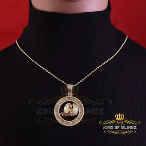 1.77ct Cubic Zirconia Sterling Yellow Silver VIRGO Pendant For Men's & Women's