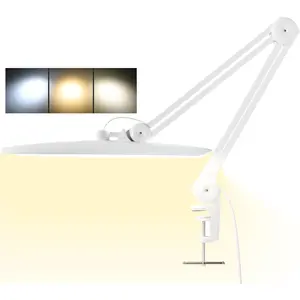 3000 Lumens Adjustable LED Desk Lamp & Task Lamp - Bright, Dimmable Lighting for Office, Crafts, Nails &Salon Hobbies with Clamp (CCT, White)