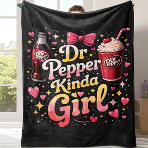 Countdown Sale!Dr Pepper Kinda Girl"Cozy Flannel Blanket – The Ultimate Gift for the Soda-Loving, Heartfelt Soul in Your Life | Soft, Warm, and Unapologetically You Suitable for all four seasons Suitable for use in offices, sofas, and travel settings, etc