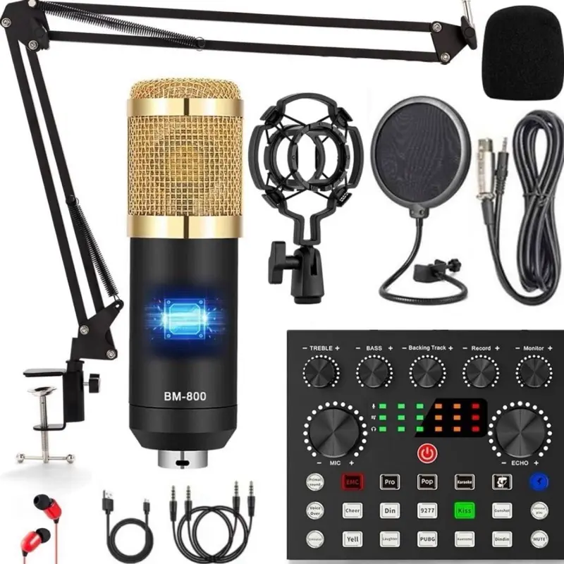 Safring BM800 Rechargeable Podcast Equipment Bundle (1.7kg, Rechargeable Battery) for Content Creators - USB-Compatible, Silicone, IPX7 Sweatproof, Dual-Mic DSP, Mini Clip-On Microphone, Windproof Digital Mixer, Portable Shakeproof Bluetooth Audio Gear, B