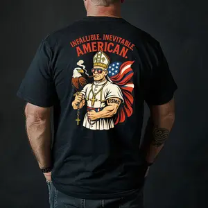 First American Pope T-Shirt – Vatican Vibes Only USMC Graphic Tee | Patriotic Catholic Shirt Men Women Pope Leo XIV Cardinal Robert Prevost